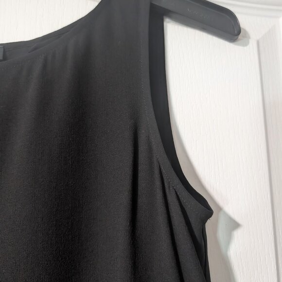 Eileen Fisher | Silk Georgette Crepe Bateau Neck Tank In Black - Picture 7 of 9